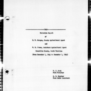 Annual Narrative Report of Extension Work, Granville County, NC, 1945