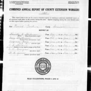 Combined Annual Report of County Extension Workers, Granville County, NC, 1947
