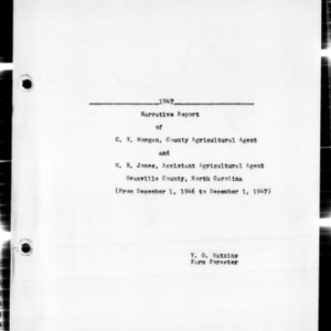 Annual Narrative Report of Extension Work, Granville County, NC, 1947