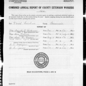 Combined Annual Report of County Extension Workers, Granville County, NC, 1952