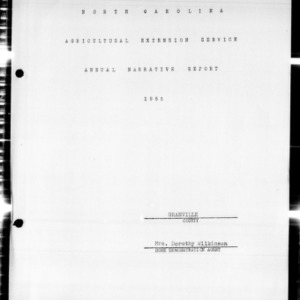 Home Demonstration Service Annual Narrative Report, Granville County, NC, 1952