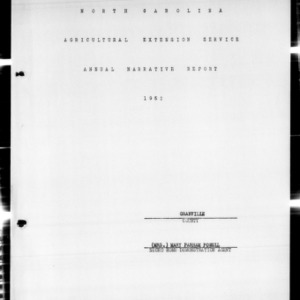 Home Demonstration Service Annual Narrative Report, African American, Granville County, NC, 1952