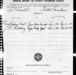 Annual Report of County Extension Agents, African American, Granville County, NC
