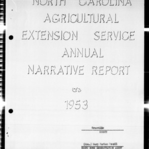 Home Demonstration Service Annual Narrative Report, African American, Granville County, NC, 1953