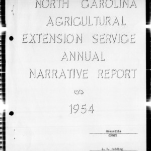 Agricultural Extension Service Annual Narrative Report, African American, Granville County, NC, 1954