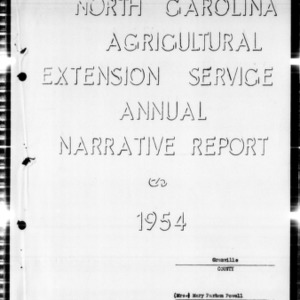 Home Demonstration Service Annual Narrative Report, African American, Granville County, NC, 1954