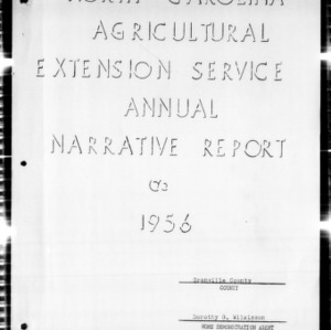 Home Demonstration Service Annual Narrative Report, Granville County, NC, 1956