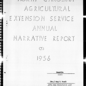 Home Demonstration Service Annual Narrative Report, African American, Granville County, NC, 1956