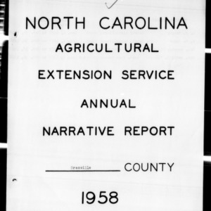 County Extension Agents Annual Narrative Report, Granville County, NC, 1958