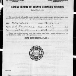 Annual Report of County Extension Workers, Greene County, NC