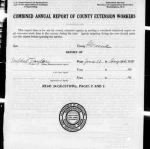 Combined Annual Report of County Home Demonstration Workers, Greene County, NC