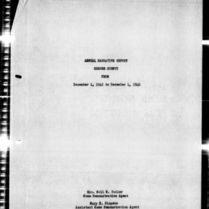 Annual Narrative Report of Home Demonstration Work, Greene County, NC, 1946