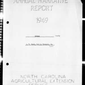 Annual Narrative Report of Extension Work, Greene County, NC, 1949