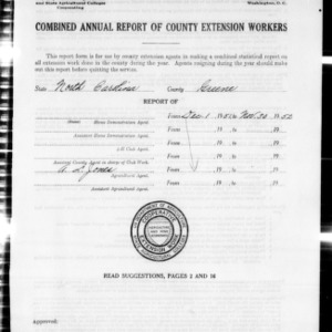 Combined Annual Report of County Agricultural Extension Workers, African American, Greene County, NC