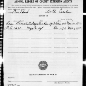 Annual Report of County Extension Agents, African American, Guilford County, NC