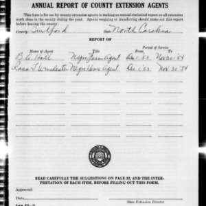 Annual Report of County Extension Agents, African American, Guilford County, NC