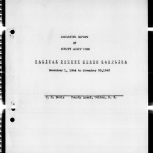 Annual Narrative Report of County Agent Work, Halifax County, NC