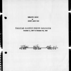 Narrative Report of County Agent Work, Halifax County, NC