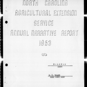 North Carolina Agricultural Extension Service Annual Narrative Report, Halifax County, NC