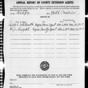 Annual Report of County Extension Agents, African American, Halifax County, NC