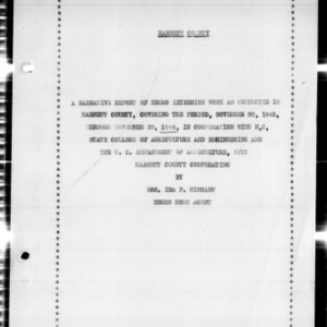 Annual Narrative Report of African American Extension Work, Harnett County, NC