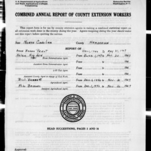 Combined Annual Report of County Extension Workers, Henderson County, NC