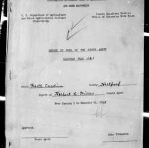 Report of Work of the County Agent, Hertford County, NC