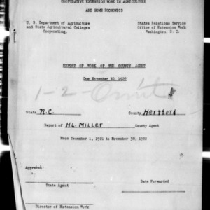 Report of Work of the County Agent, Hertford County, NC