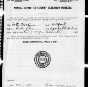 Annual Report of County Extension Workers, Hertford County, NC