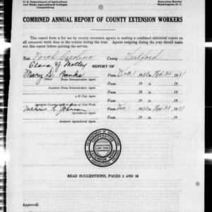 Combined Annual Report of County Extension Workers, African American, Hertford County, NC