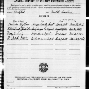 Annual Report of County Extension Agents, African American, Hertford County, NC