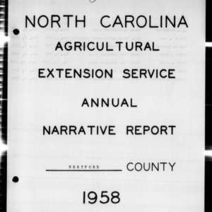 North Carolina Agricultural Extension Service Annual Narrative Report, Hertford County, NC