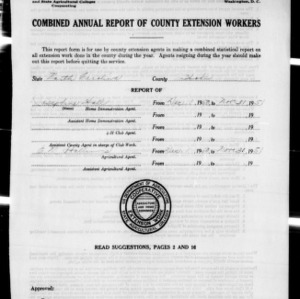 Combined Annual Report of County Extension Workers, Hoke County, NC