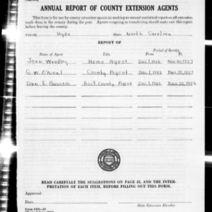 Annual Report of County Extension Agents, Hyde County, NC