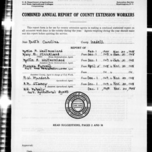 Combined Annual Report of County Extension Workers, Iredell County, NC