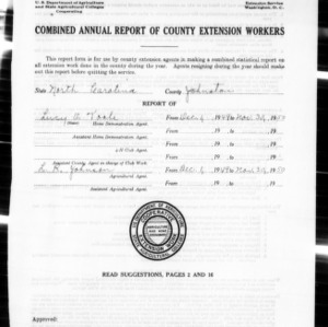 Combined Annual Report of County Extension Workers, Johnston County, NC