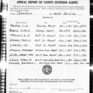 Annual Report of County Extension Agents, Johnston County, NC