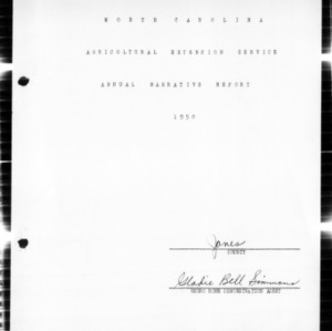 Annual Narrative Report of Home Demonstration Work, Jones County, NC, 1950