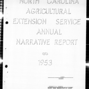 Annual Narrative Report on Home Demonstration Agent Work, African American, Jones County, NC, 1953