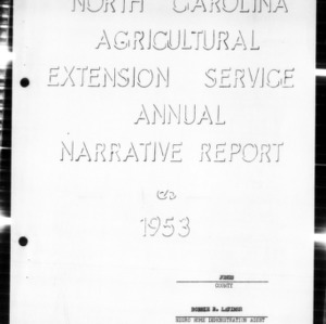 Annual Narrative Report on Home Demonstration Agent Work, African American, Jones County, NC, 1953