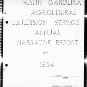 Annual Narrative Report on Home Demonstration Agent Work, African American, Jones County, NC, 1954