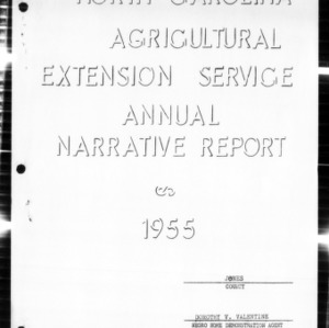 Annual Narrative Report on Home Demonstration Agent Work, African American, Jones County, NC, 1955