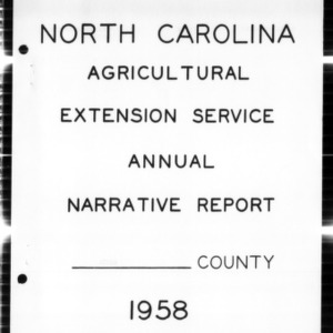 Annual Narrative Report on Extension Agent Work, African American, Jones County, NC, 1958