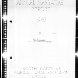 Annual Narrative Report of County Home Demonstration Agent, Lee County, NC, 1949