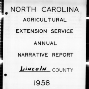 North Carolina Agricultural Extension Service Annual Narrative Report, Lincoln County, NC