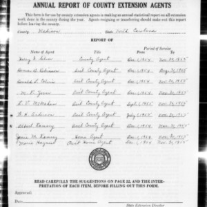 Annual Report of County Extension Agents, Madison County, NC