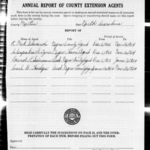 Annual Report of County Extension Agents, African American, Martin County, NC