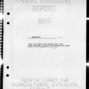 North Carolina Agricultural Extension Service Home Demonstration Agent Annual Narrative Report, Mecklenburg County, NC