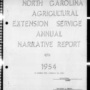 North Carolina Agricultural Extension Service Home Demonstration Agent Annual Narrative Report, Martin County, NC