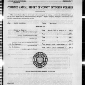 Combined Annual Report of County Extension Workers, Mitchell County, NC